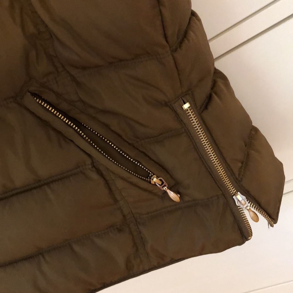 POLO Olive Brown Puffer Vest w/ Black Fur Neck - Picture 5 of 8
